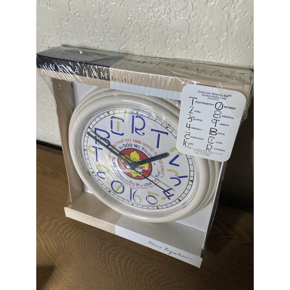 Vintage 1998 Ingraham Wall Clock Scouts Laws White New In Package